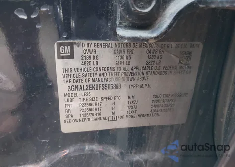 2015 Chevrolet Captiva Sport 2Ls z USA, uszkodzony, nr VIN 3GNAL2EK0FS505868